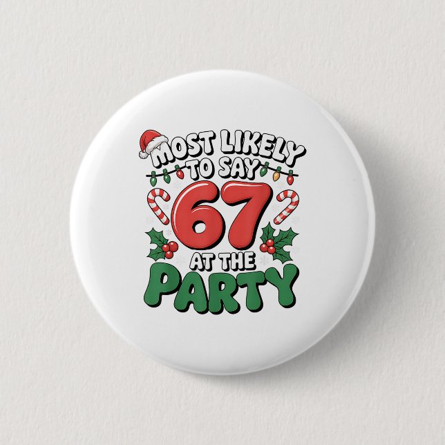 Brainrot Lustiges Weihnachten 67 Meme Christmas Am Button (Vorderseite)