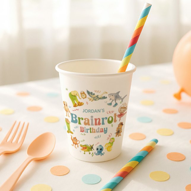 Brainrot Meme Birthday Party Pappbecher (Von Creator hochgeladen)