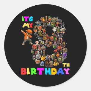 Brainrot Meme Bo zum 8. Geburtstag Runder Aufkleber