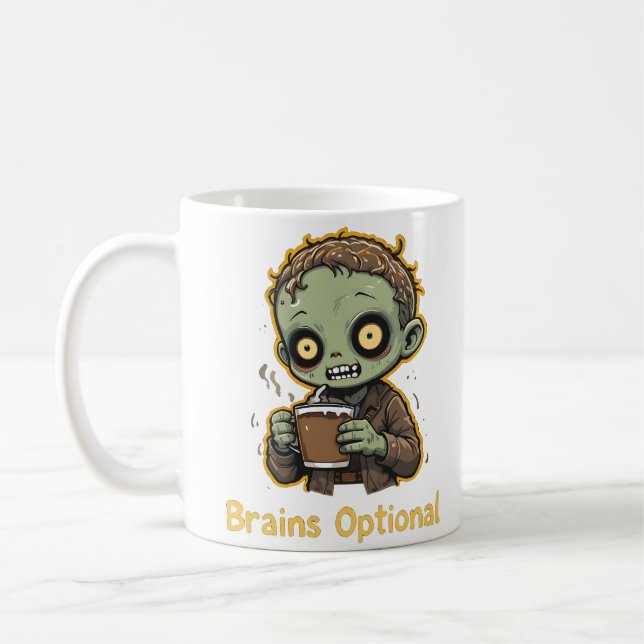 Brains Optional Zombie Coffee Funny Cute Undead  Kaffeetasse (Links)
