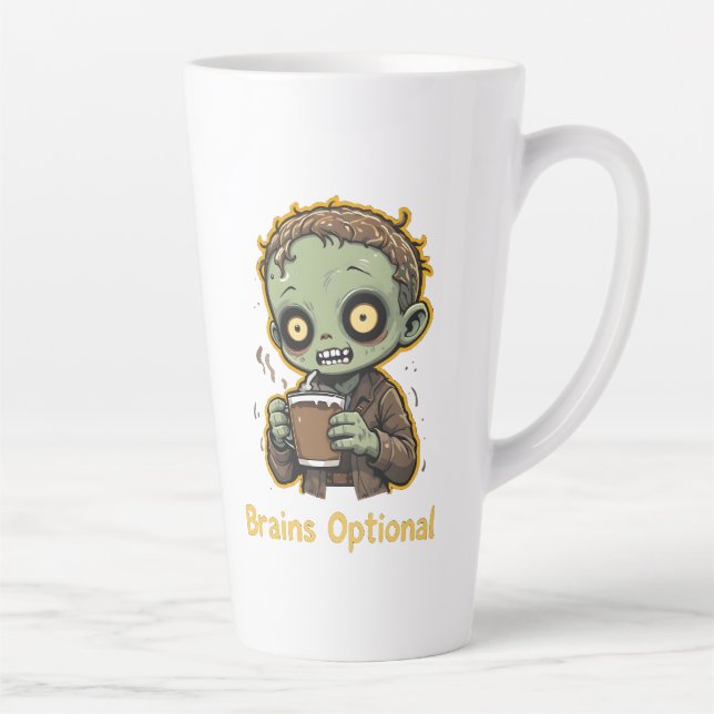 Brains Optional Zombie Coffee Funny Cute Undead  Milchtasse (Rechts)
