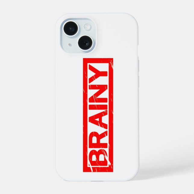 Brainy Briefmarke iPhone 15 Hülle (Rückseite)