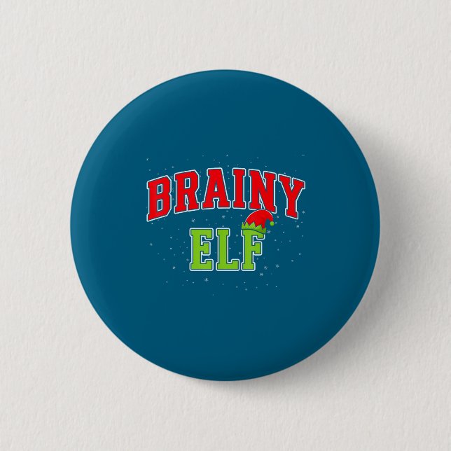Brainy Elf Christmas Family Matching Group Xmas  Button (Vorderseite)