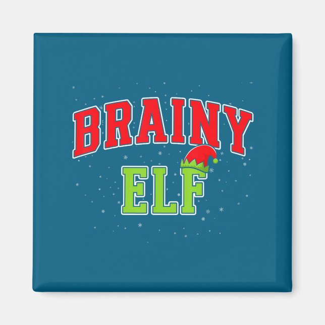 Brainy Elf Christmas Family Matching Group Xmas  Magnet (Vorne)