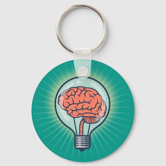 Brainy Glühbirne Illustration Schlüsselanhänger (Vorderseite)