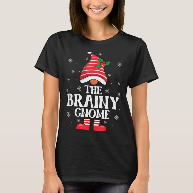 Brainy Gnome Christmas Family Matching Group Funny T-Shirt (Vorderseite)