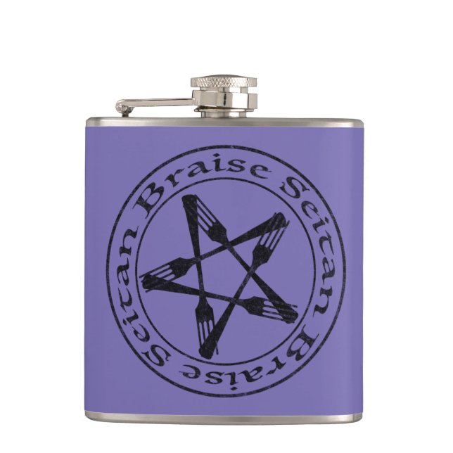 Braise Seitan Vegan Pentagram (dark version) Flachmann (Vorderseite)