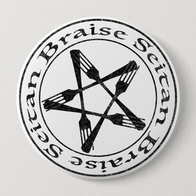 Braise Seitan Vegan Pentagram (dunkle Fassung) Button (Vorderseite)