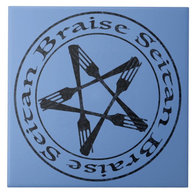 Braise Seitan Vegan Pentagram (dunkle Fassung) Fliese (Vorderseite)