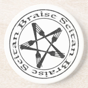 Braise Seitan Vegan Pentagram (dunkle Fassung) Getränkeuntersetzer