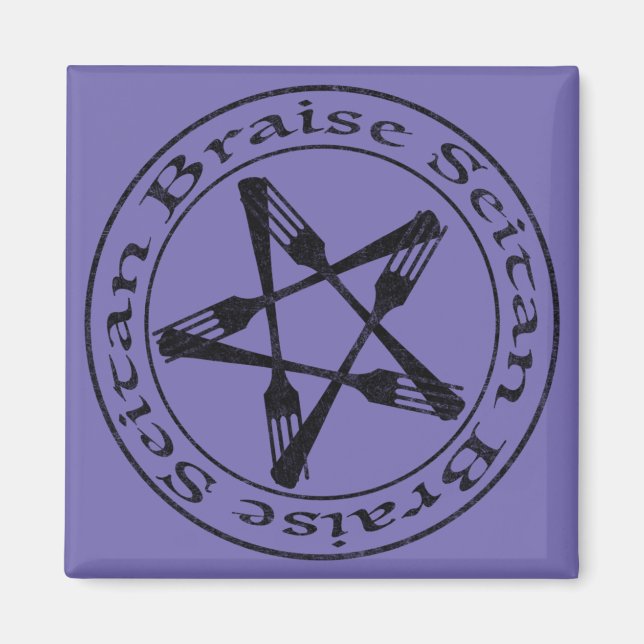 Braise Seitan Vegan Pentagram (dunkle Fassung) Magnet (Vorne)
