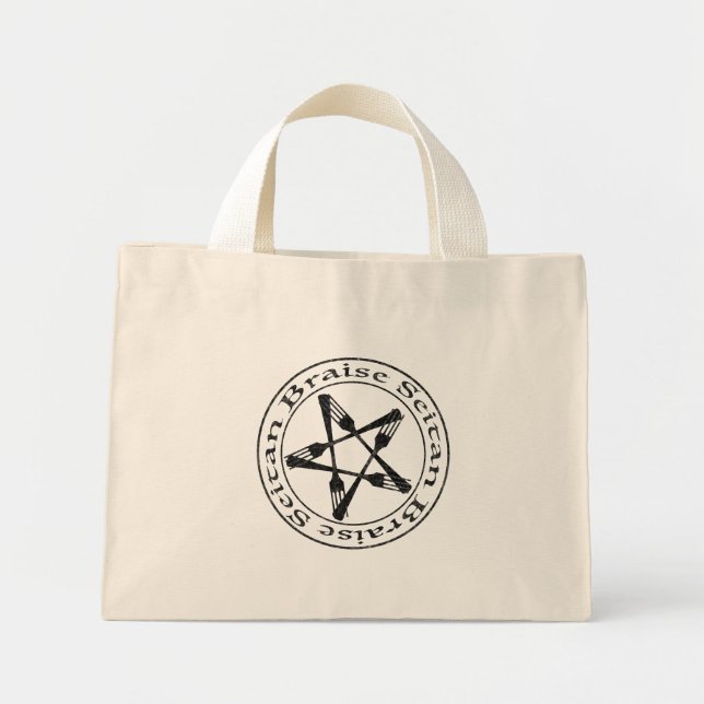 Braise Seitan Vegan Pentagram (dunkle Fassung) Mini Stoffbeutel (Vorne)