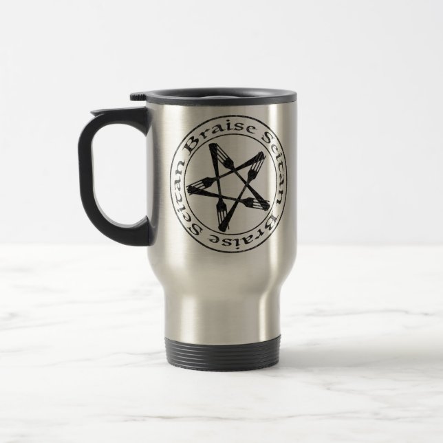 Braise Seitan Vegan Pentagram (dunkle Fassung) Reisebecher (Links)