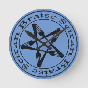 Braise Seitan Vegan Pentagram (dunkle Fassung) Runde Wanduhr
