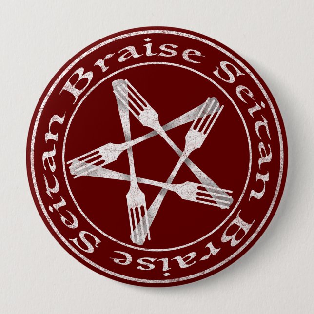 Braise Seitan Vegan Pentagram (Lichtversion) Button (Vorderseite)