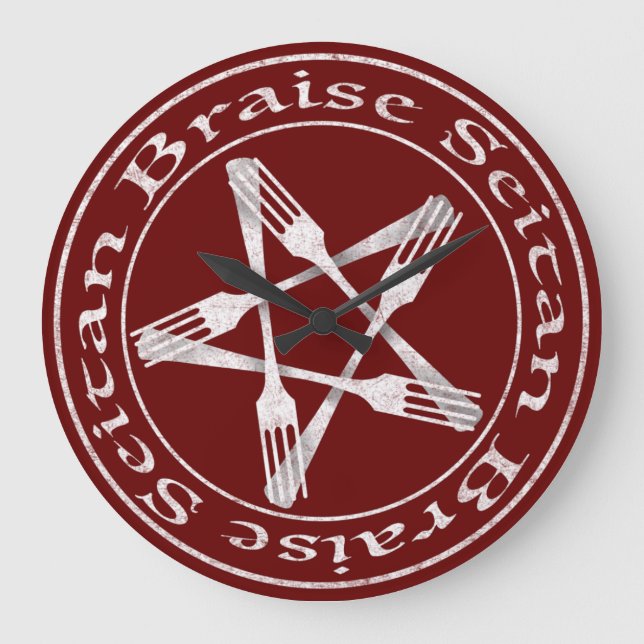 Braise Seitan Vegan Pentagram (Lichtversion) Große Wanduhr (Vorderseite)
