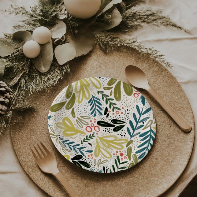 Bramble | Botanische Feste Teller (Bramble | Festive botanical holiday party paper plates)