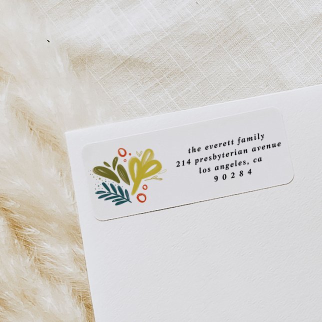 Bramble | Etikett der botanischen Rücksendeadresse (Watercolor botanical bramble festive return address labels.)