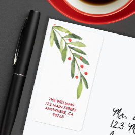 Branch and Berries Christmas Return Address Adressaufkleber