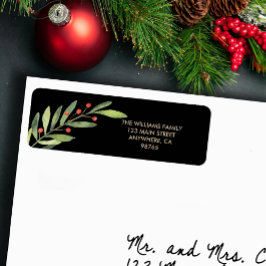 Branch and Berries Red Christmas Return Address