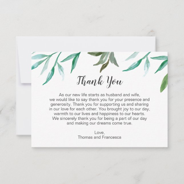 Branch Boho Wedding Dankeschön Card Dankeskarte (Vorderseite)