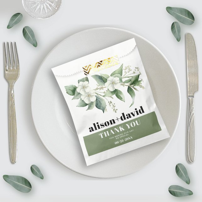 Branch, grüne Blume Typografie Hochzeit Geschenktütchen (Von Creator hochgeladen)