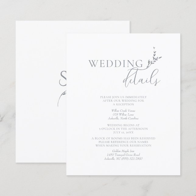 Branch Minimalistisch White & Silver Wedding Detai (Vorne/Hinten)