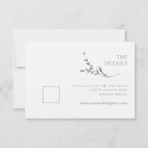 Branch Minimalistisch White & Silver Wedding RSVP Karte