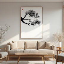 Branch Pine Tree - Zen Wall Art - Minimalistische 