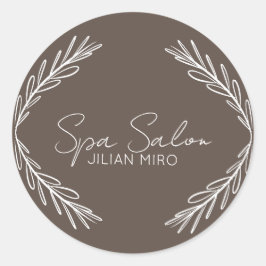 Branch Salon Beauty Studio Brown Runder Aufkleber