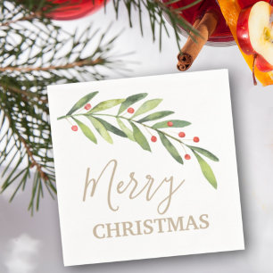 Branch und Berries Frohe Weihnachten Serviette