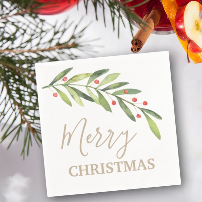Branch und Berries Frohe Weihnachten Serviette (Von Creator hochgeladen)