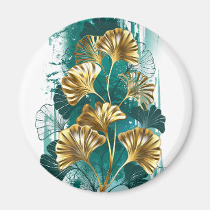 Branch with Golden Leaves Ginko Biloba Magnet