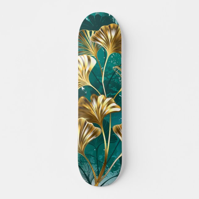 Branch with Golden Leaves Ginko Biloba Skateboard (Vorne)