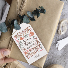 Branchen, Blätter und Kürbis fallen Erntedank Geschenkanhänger