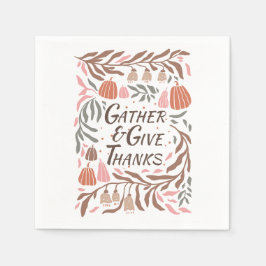 Branchen, Blätter und Kürbis fallen Erntedank Serviette