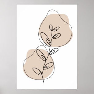 Branches And Leaves Line Art Poster
