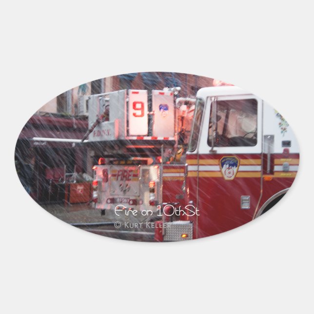 Brand am 10. ovaler aufkleber (Vorderseite)