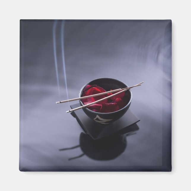 Brand auf der Schüssel mit Blättern Magnet (Vorne)