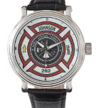 Brandabteilung ADD NAME Firefighter Abzeichen Resc Armbanduhr<br><div class="desc">Brandabteilung ADD NAME Fireman Firefighter Abzeichen Design - Emblem mit Helm und Ax. Passen Sie Ihre Name,  Station/Dept-Nummer und Position an.</div>