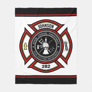 Brandabteilung ADD NAME Firefighter Abzeichen Resc Fleecedecke