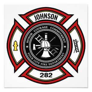 Brandabteilung ADD NAME Firefighter Abzeichen Resc Fotodruck