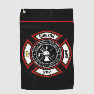 Brandabteilung ADD NAME Firefighter Abzeichen Resc Golfhandtuch