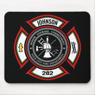 Brandabteilung ADD NAME Firefighter Abzeichen Resc Mousepad