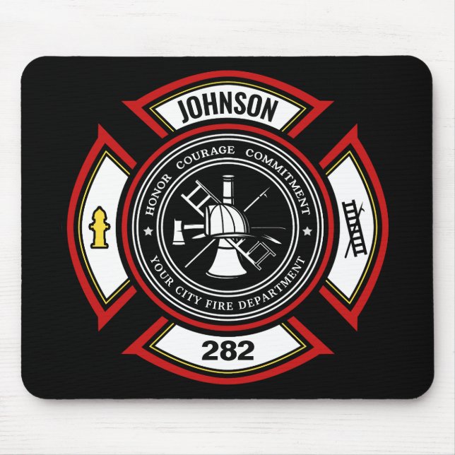 Brandabteilung ADD NAME Firefighter Abzeichen Resc Mousepad (Vorne)
