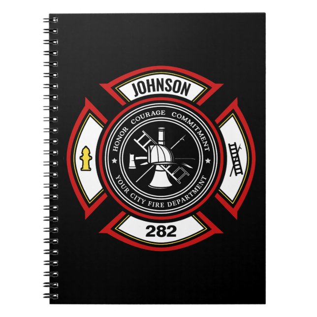 Brandabteilung ADD NAME Firefighter Abzeichen Resc Notizblock (Vorderseite)