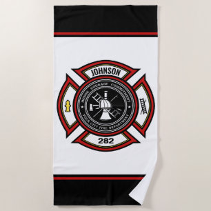 Brandabteilung ADD NAME Firefighter Abzeichen Resc Strandtuch