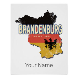 Brandenburg Deutschland Retro Staat Karte Vintag Poster