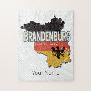 Brandenburg Deutschland Retro Staat Karte Vintag Puzzle