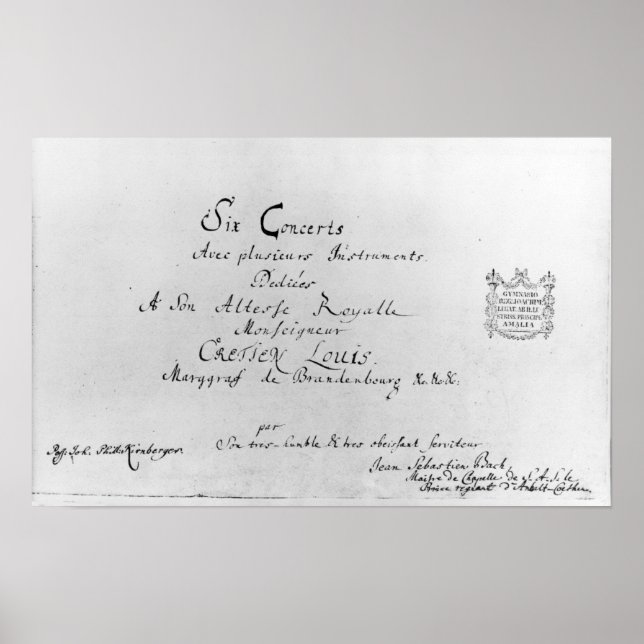 Brandenburger Konzerte, 1721 Poster (Vorne)